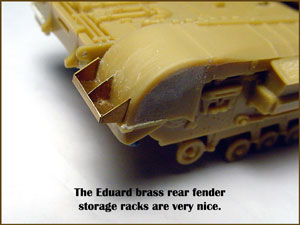[The Eduard brass fender storage racks.]