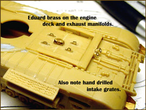 [The Eduard brass engine deck details.]