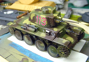 [The whole thing was coated with Tamiya clear acrylic, and then decals were appled.]