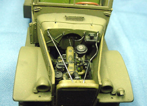 [I also replaced the two support rods above the engine with stiff wire,]