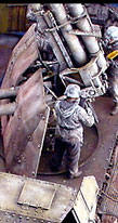 The diorama base was built in tiers using foam board and Styrofoam.