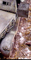 The diorama base was built in tiers using foam board and Styrofoam.