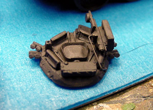 [I replaced the connecting rod on the commander's machine gun assembly with some wire, not only because it looked better, but also because I just couldn't figure out how the kit part was supposed to work!]