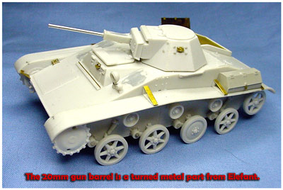[The 20mm gun barrel is a turned metal part from Elefant.]